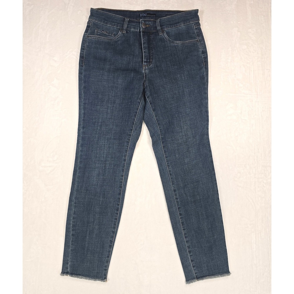 FDJ French Dressing Jeans Christina Slim Leg Dark Wash Raw Hem Size 10